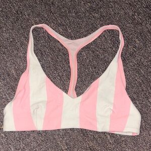 Lululemon Pink and White Sports Bra with Racerback